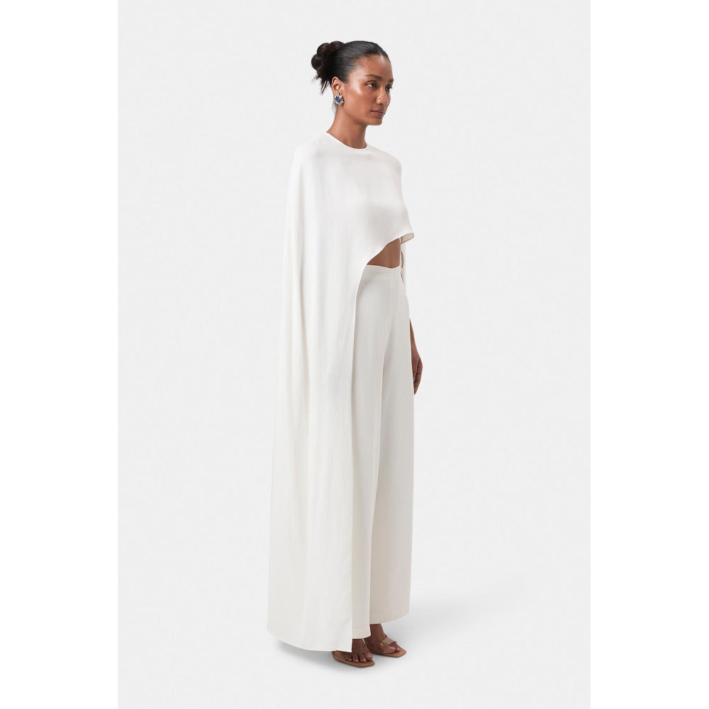 BEYOND Ivory Alaia Asymmetrical Overlay Top