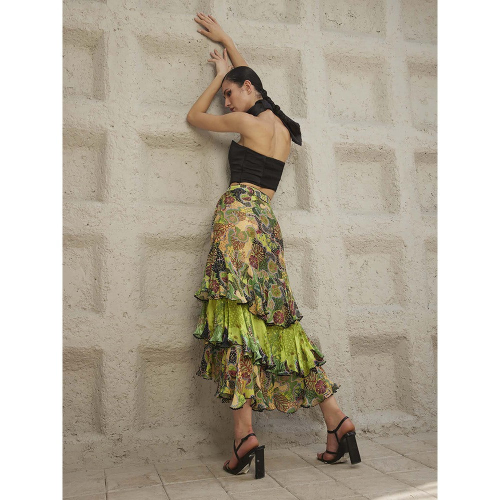 Bhanuni by Jyoti Lime Green Maxi Skirt