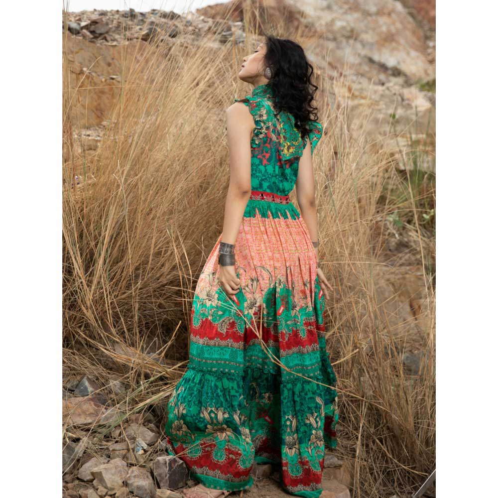 Bhanuni by Jyoti Women Printed Dynasty Green Maxi Dress