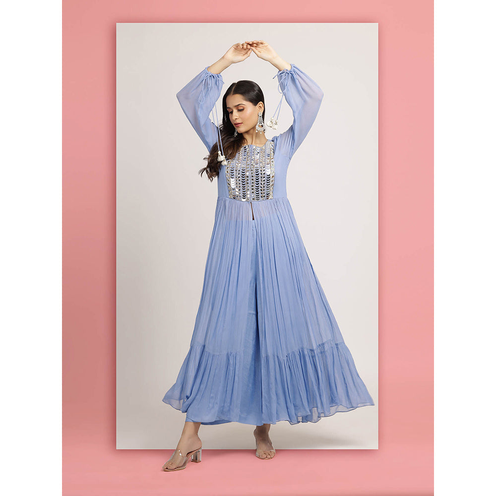 Bha-Sha Blue Rashi Kurta With Palazzo