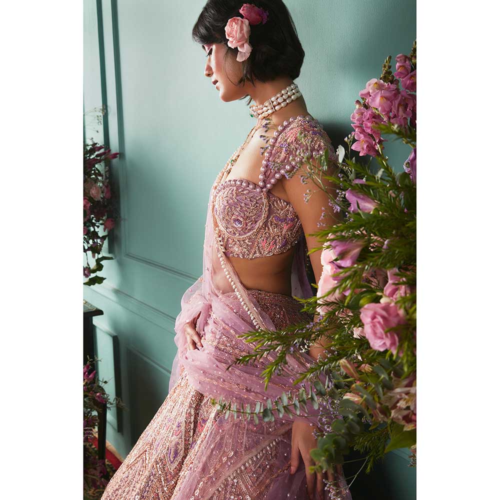 Jigar and Nikita Lilac Blouse and Lehenga with Dupatta (Set of 3)