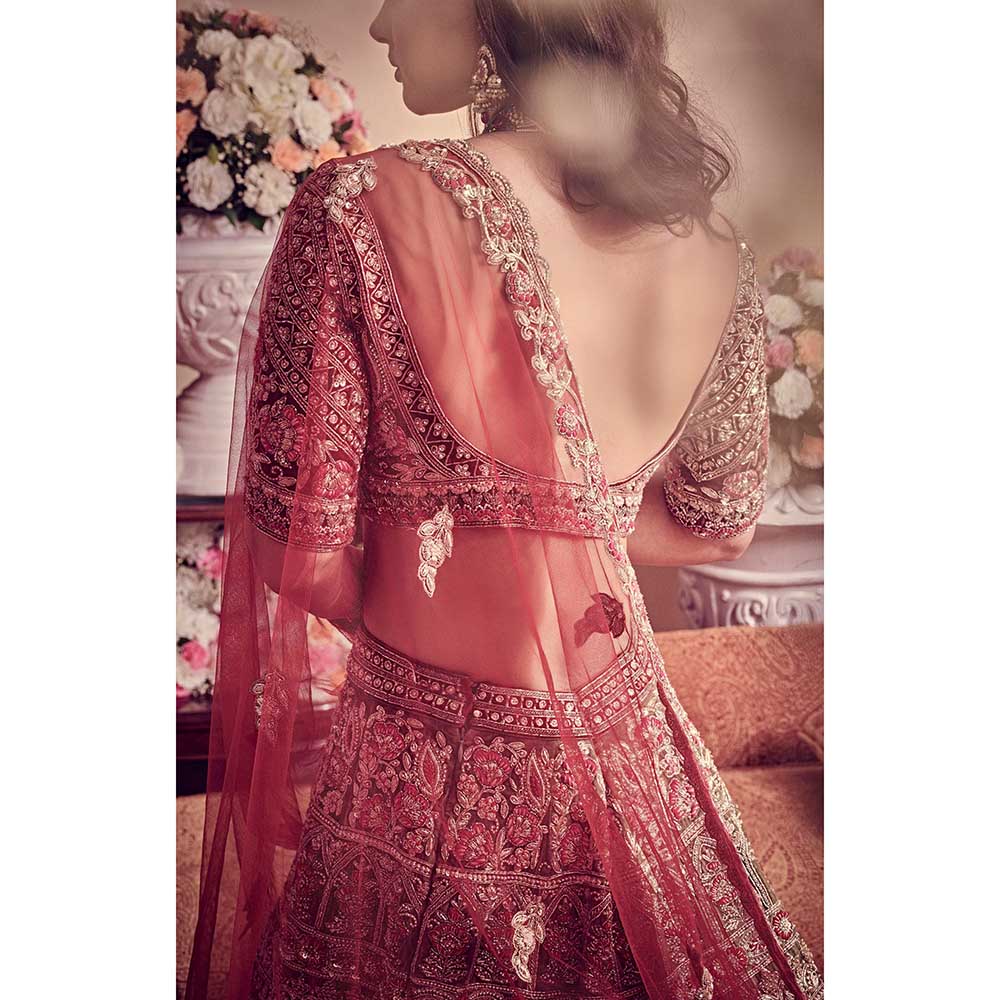 Jigar and Nikita Olive Green Blouse and Lehenga with Dupatta (Set of 3)