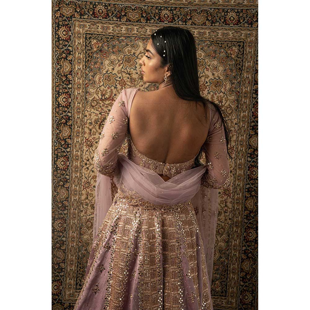 Jigar and Nikita Pink Net Lehenga With Blouse And Dupatta (Set of 3)