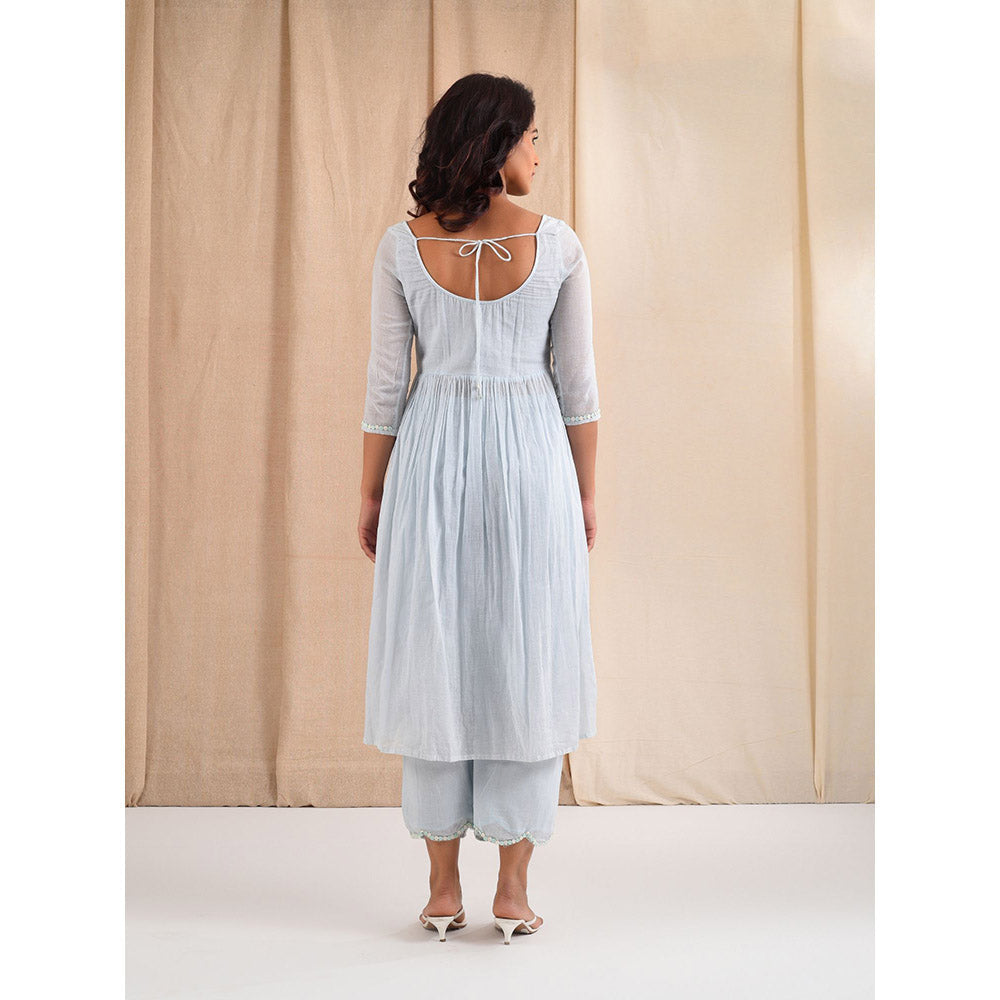 Blushing Couture by Shafali Blue Cotton Suit (Set of 2)