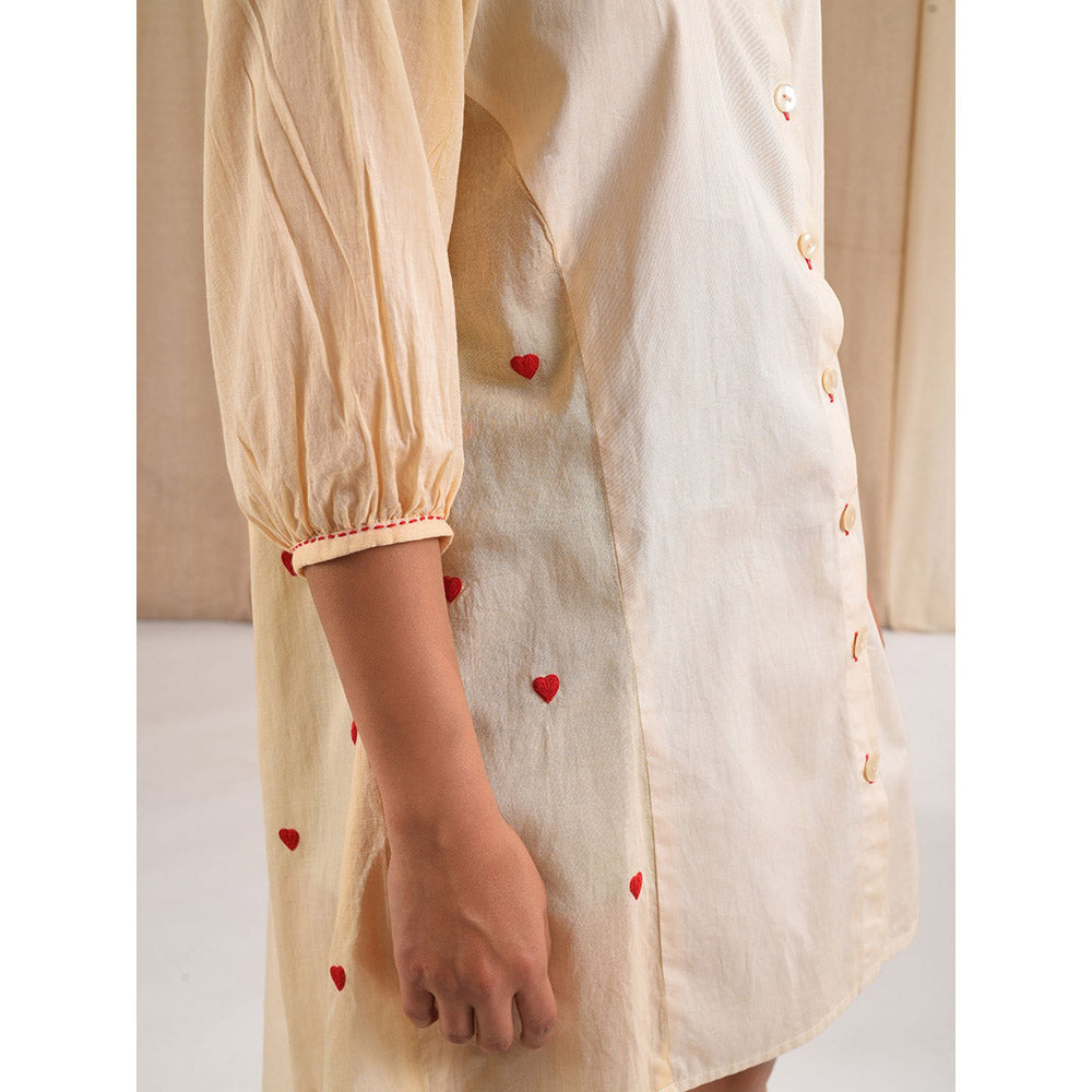 Blushing Couture by Shafali Cream Cotton Shirt Dress