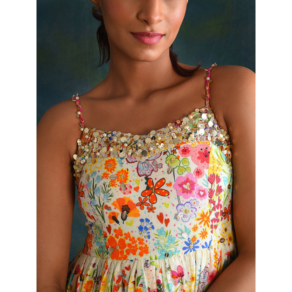 Blushing Couture by Shafali Cream Cotton Dress