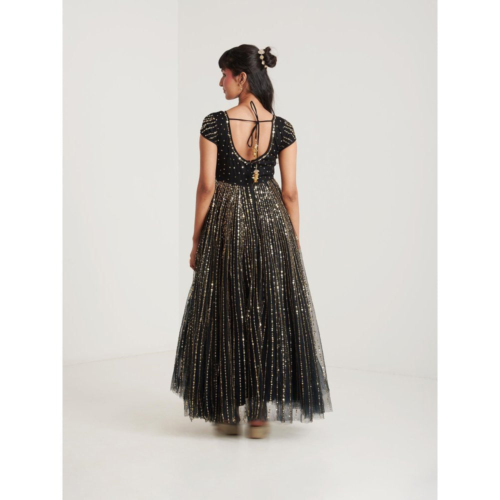 Blushing Couture by Shafali Black Embellished Maxi Dress