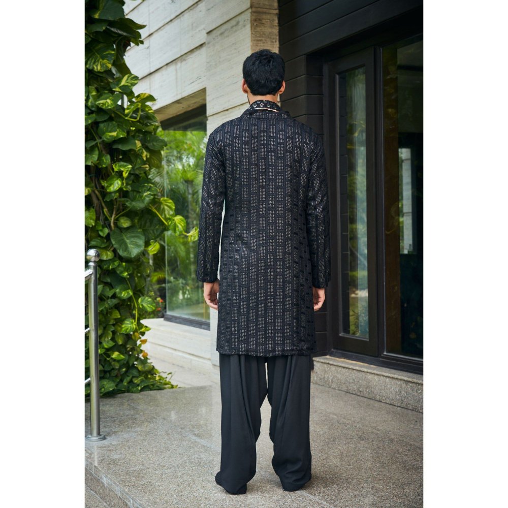 Bohame Vyom Black Chikankari Kurta and Salwar with Dupatta (Set of 3)