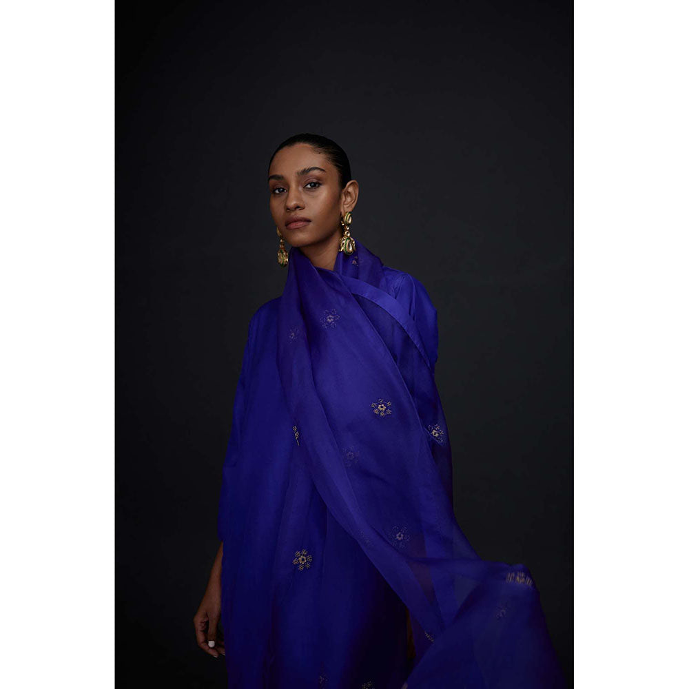 BRIH Persian Blue Embroidered Dupatta