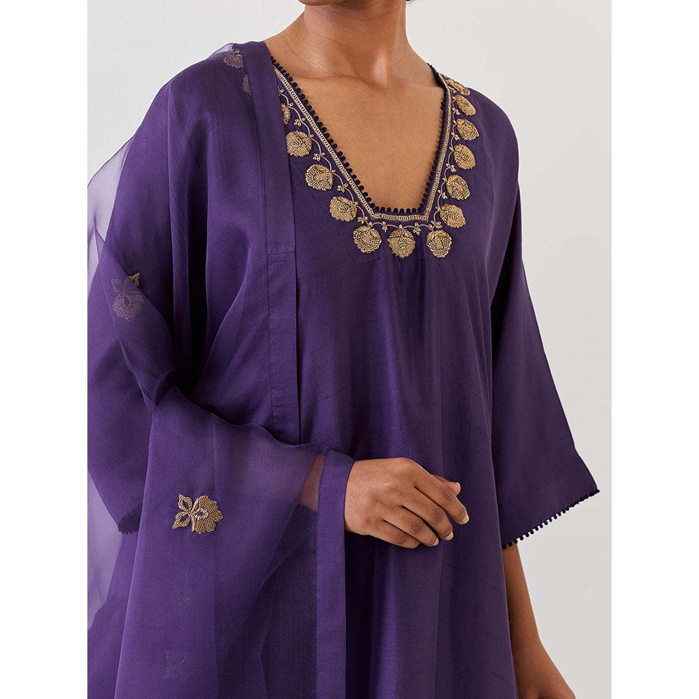 BRIH Purple Grape Embroidered Dupatta