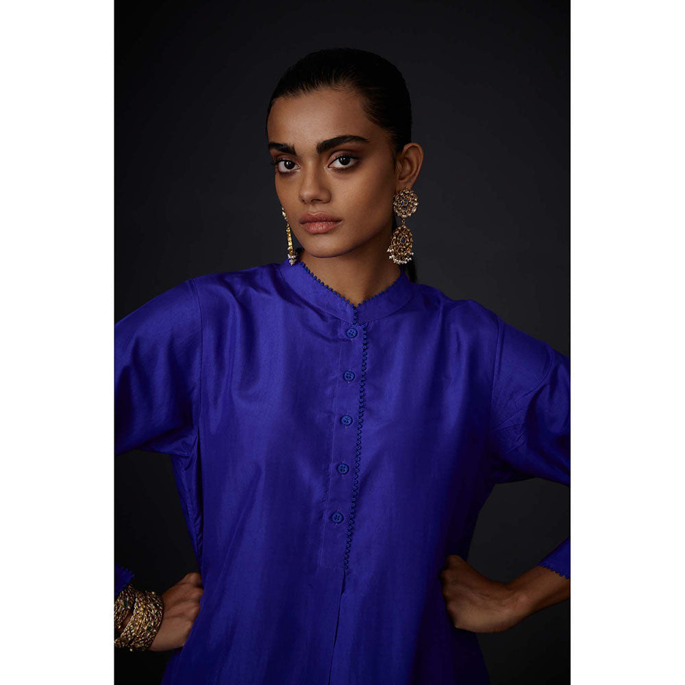 BRIH Persian Blue Embroidered Kurta with Pant (Set of 2)