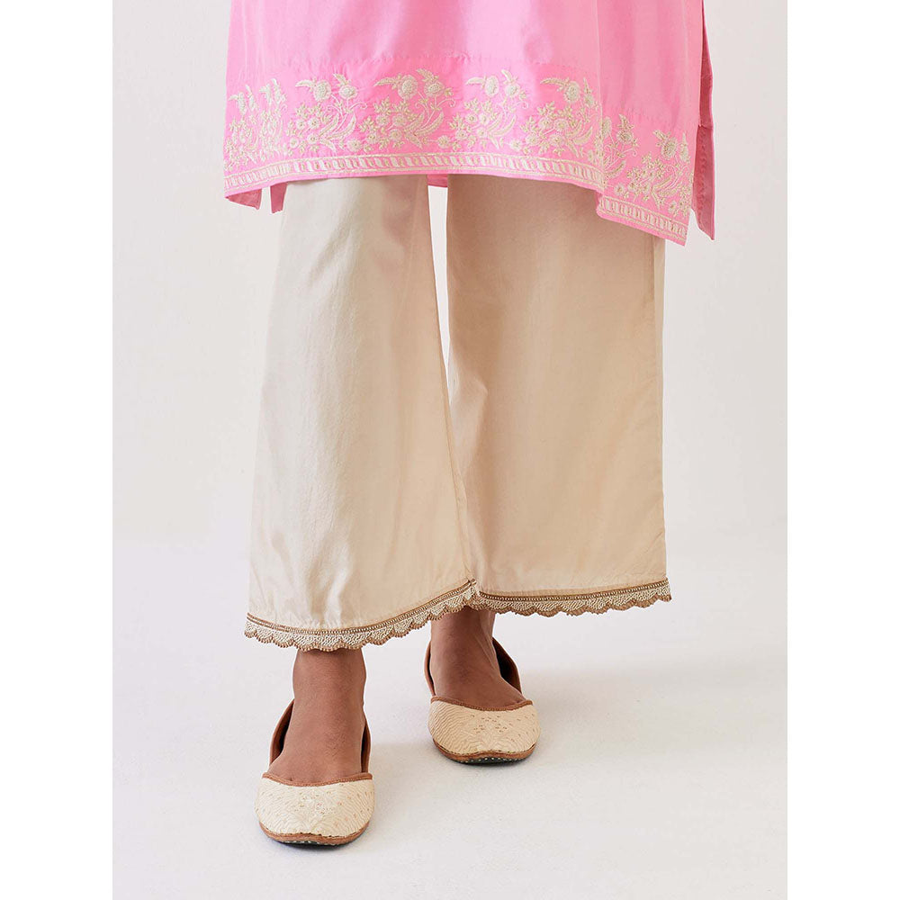 BRIH Pink Embroidered Kurta with Pant (Set of 2)