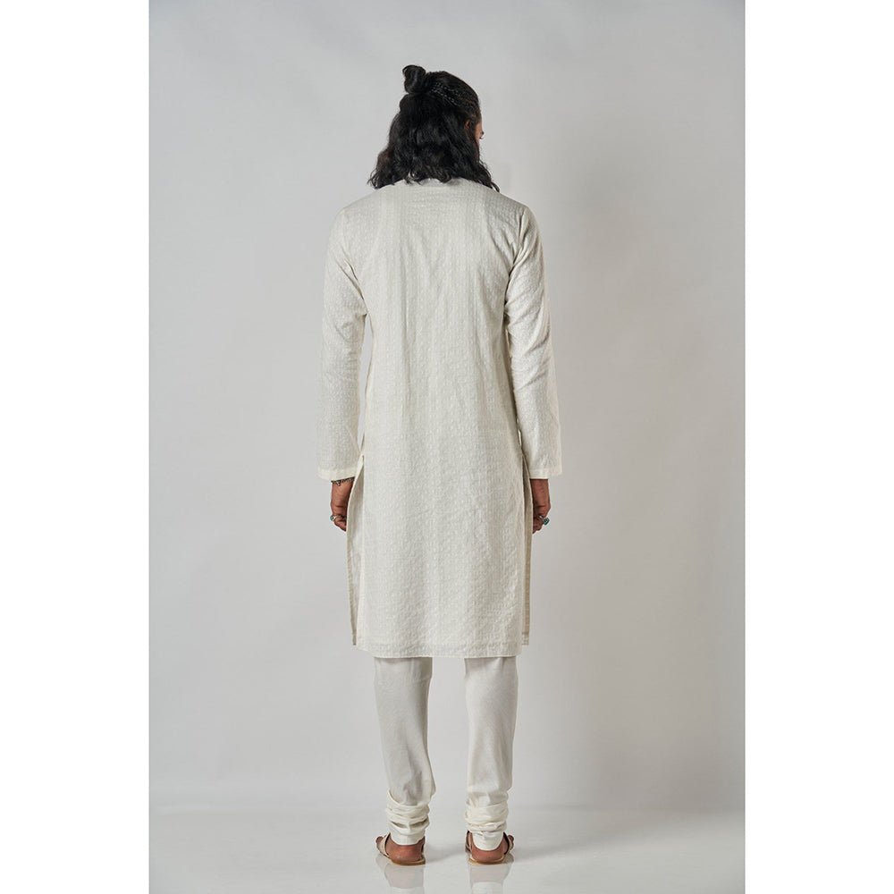 Bubber Blu Bradford Textured Off White Kurta
