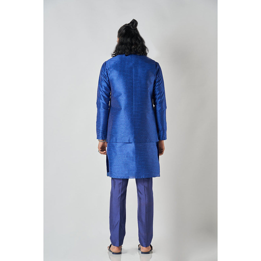Bubber Blu Blueton Indigo Helm Bandhi Navy Blue Nehru Jacket