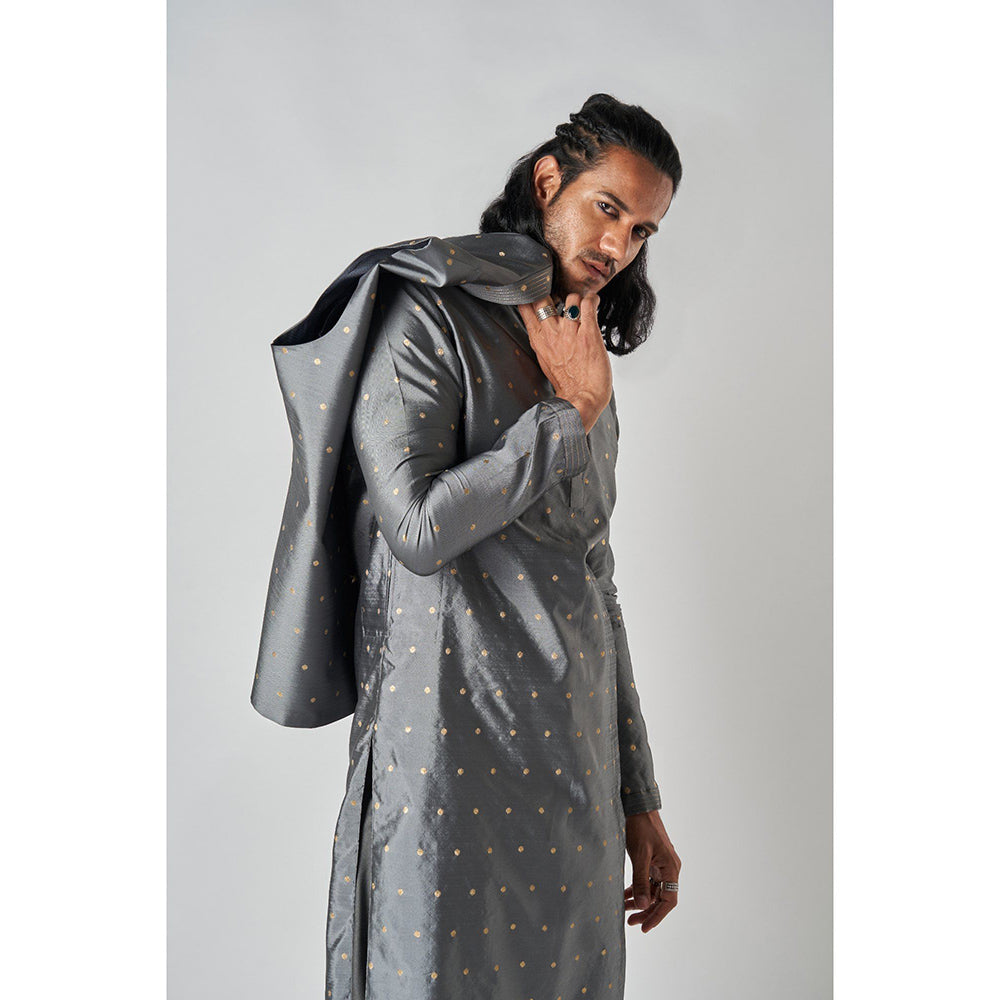 Bubber Blu Calico Clover Bandhi Grey Nehru Jacket