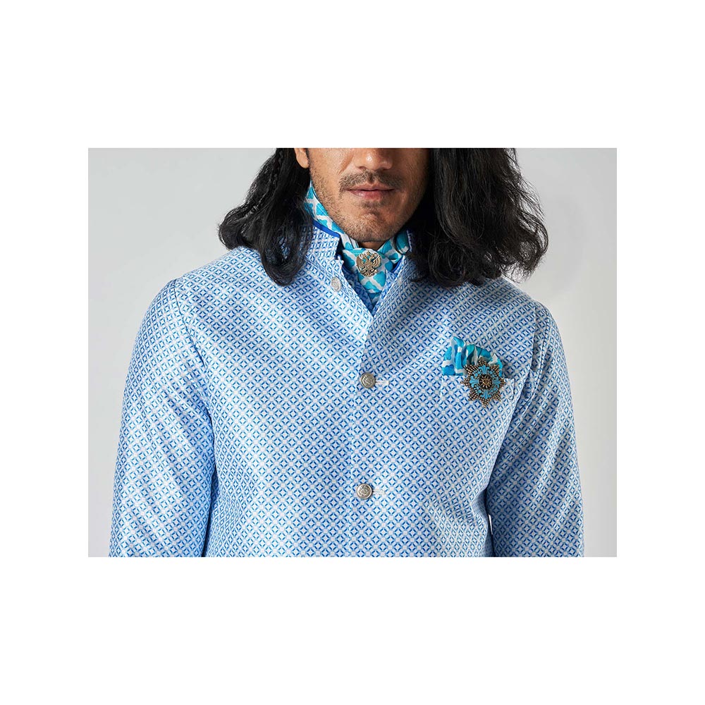 Bubber Blu Bastian Sky Compass Rose Kurta