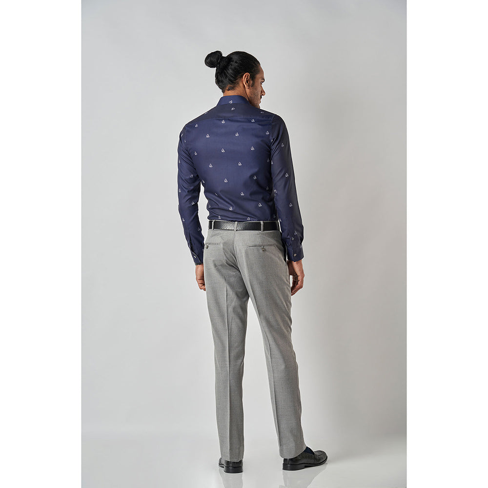 Bubber Blu Crew White & Blue Yacht Printed Shirt