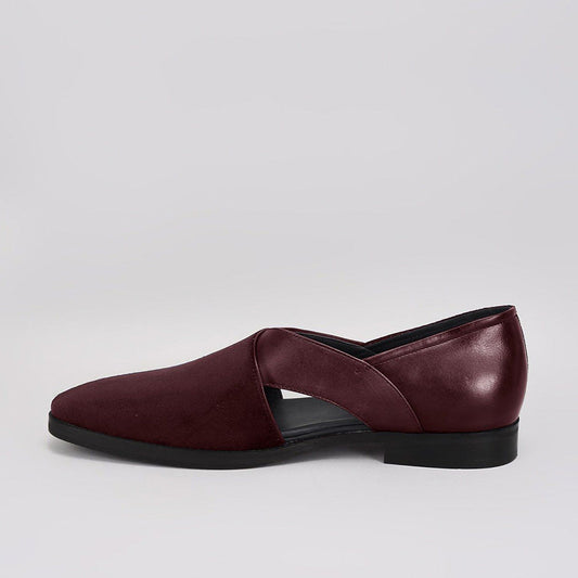 Bubber Couture Felix Burgundy Italian Leather & Velvet Peshawari Sandals