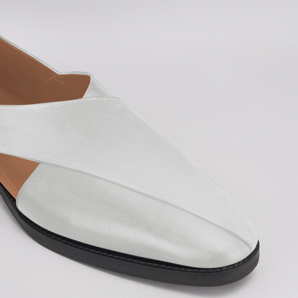 Bubber Couture Walter Off-White Italian Leather & Velvet Peshawari Sandals