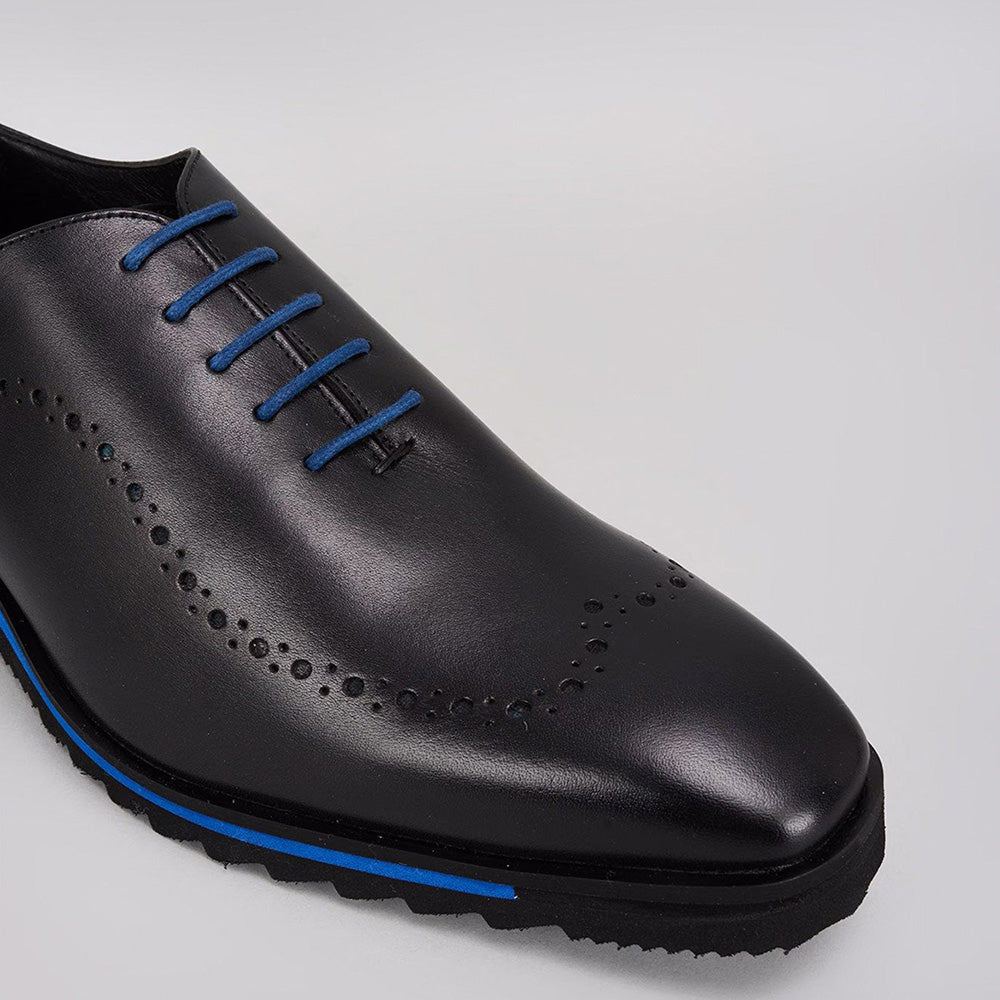 Bubber Couture Noah Black & Blue Italian Leather Sneaker Shoes