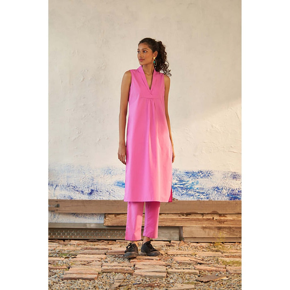 CANOOPI Women Pink Cinnamon Kurta with Pant Set