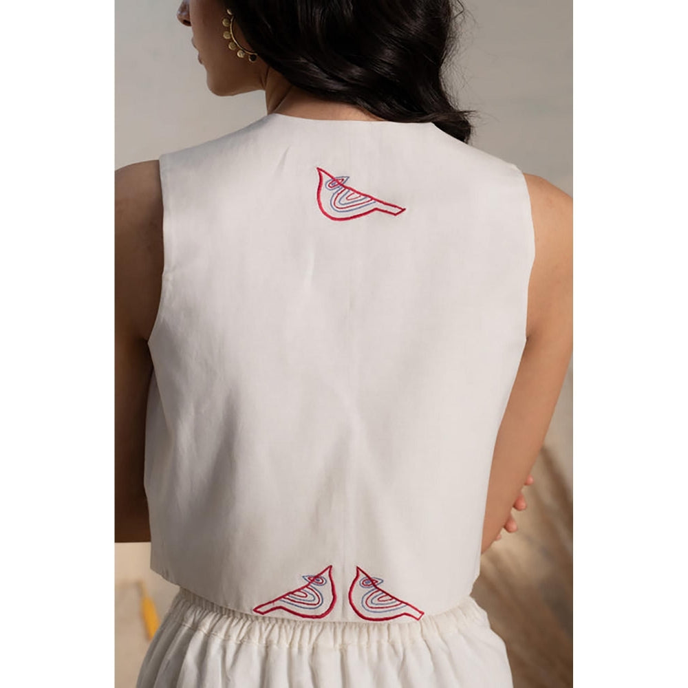 CANOOPI White Flight Embroidered Crop Top and Pant