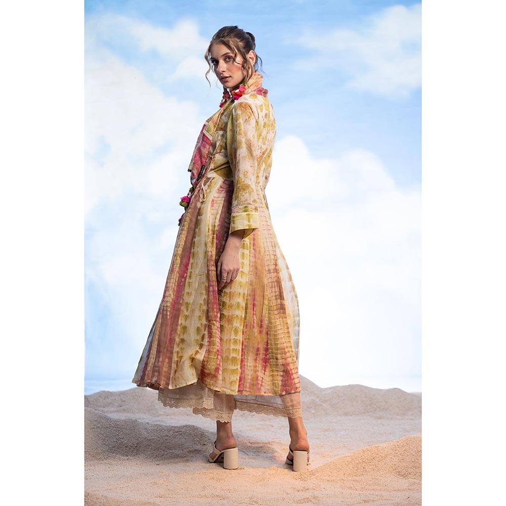 CAPISVIRLEO Overlap Kurta With Palazzo And Stole (Set of 3)