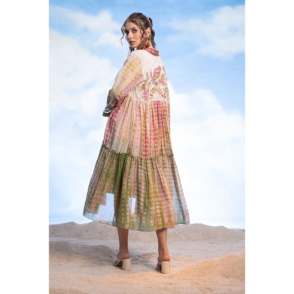 CAPISVIRLEO Embroidered Flare Jacket with Sleeveless Knee Length Dress (Set of 2)