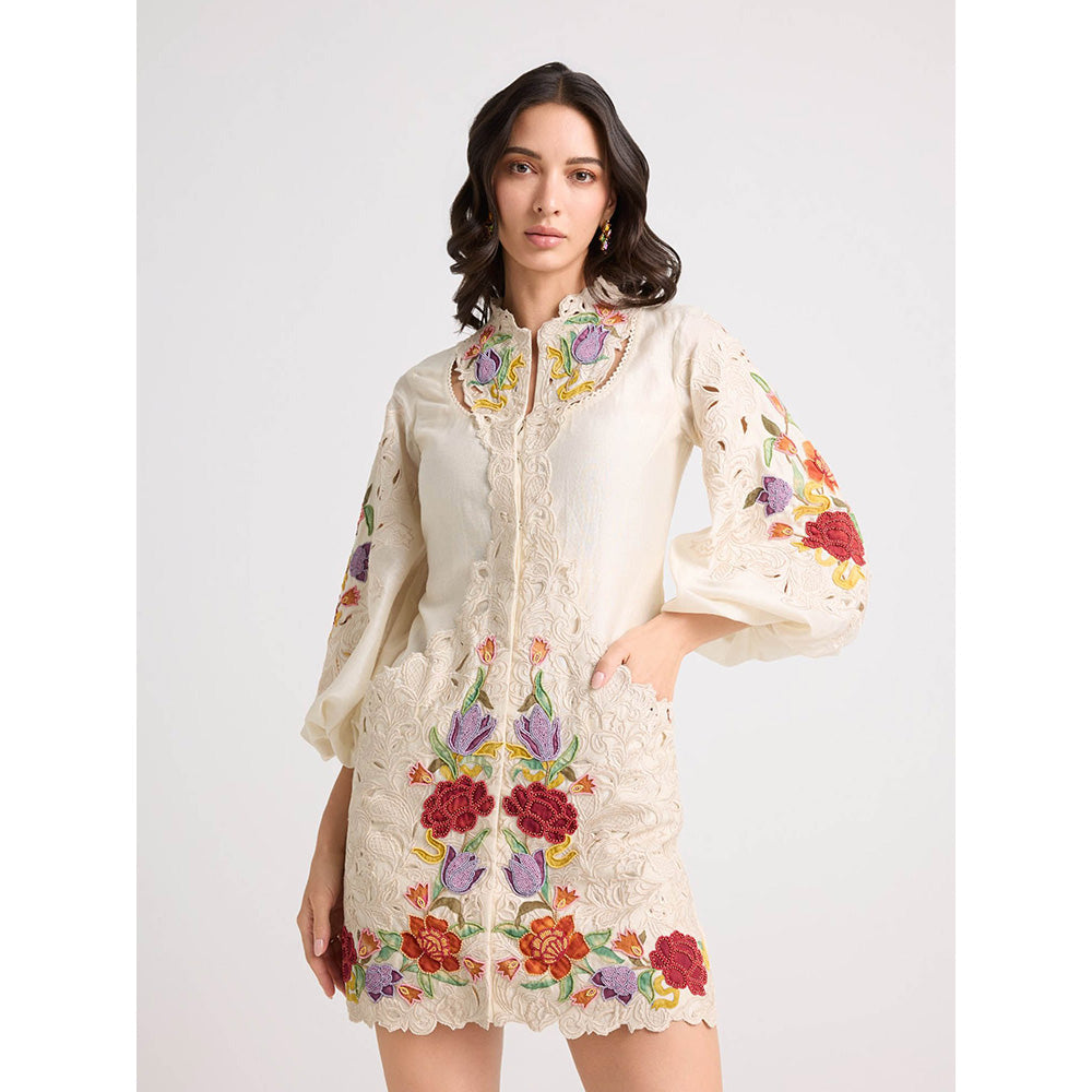 CHANDRIMA Ivory Cutout Detail Dress