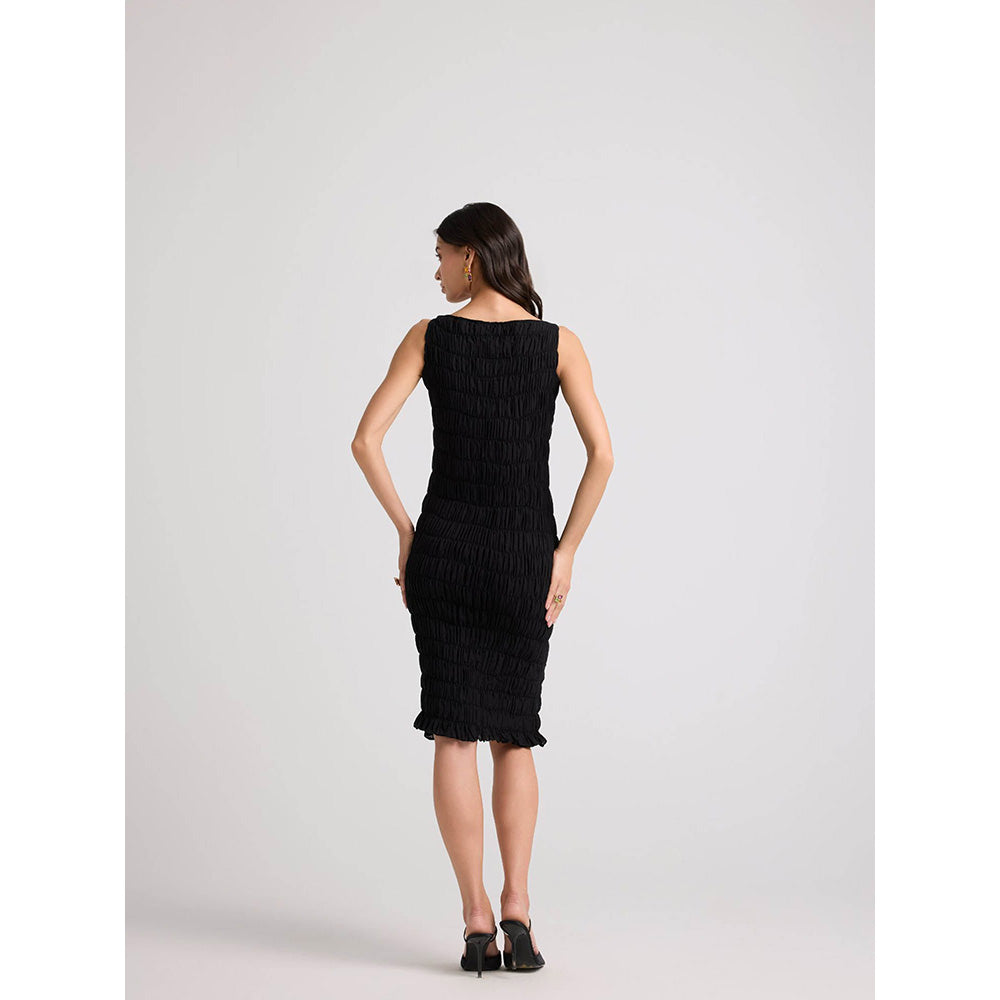 CHANDRIMA Black Beadwork Cowl Dress