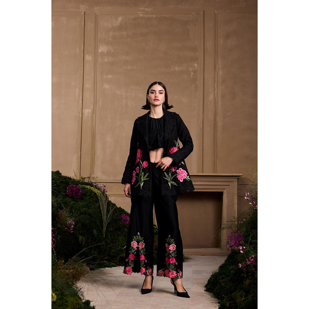 CHANDRIMA Black Bubble Hem Top