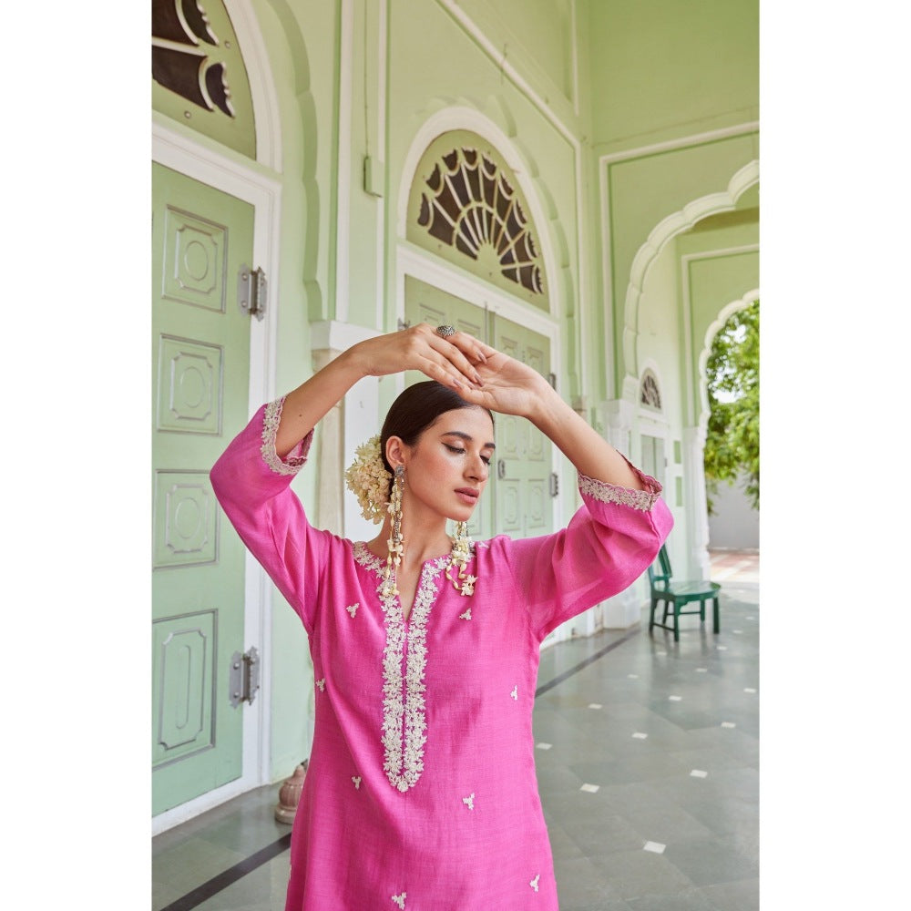 CHARU MAKKAR Fuchsia Kurta with Palazzo (Set of 2)