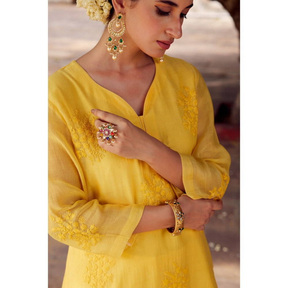 CHARU MAKKAR Yellow Kurta with Palazzo (Set of 2)