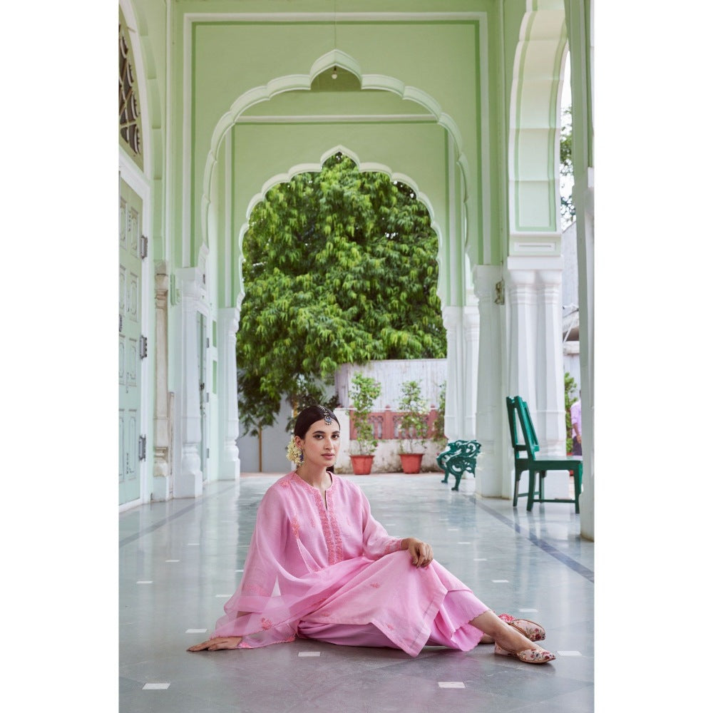 CHARU MAKKAR Light Pink Kurta with Palazzo (Set of 2)