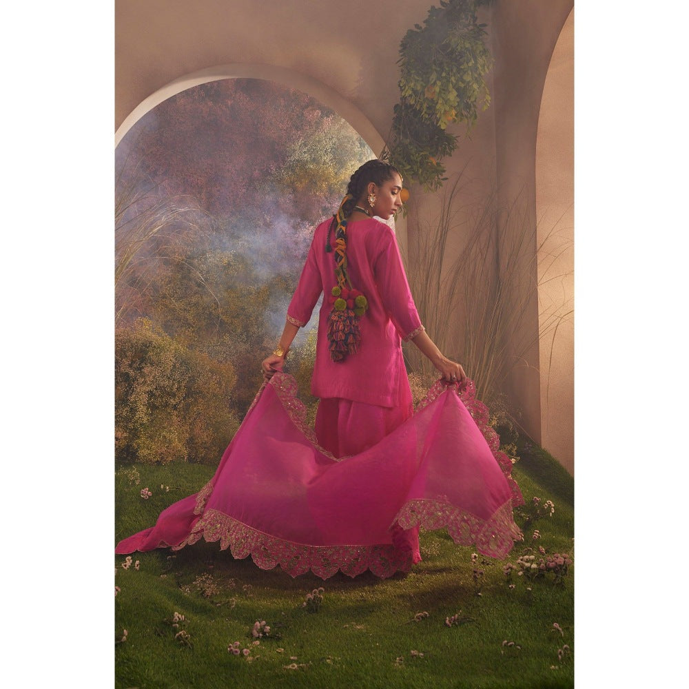 CHARU MAKKAR Hot Pink Kurti with Palazzo (Set of 2)