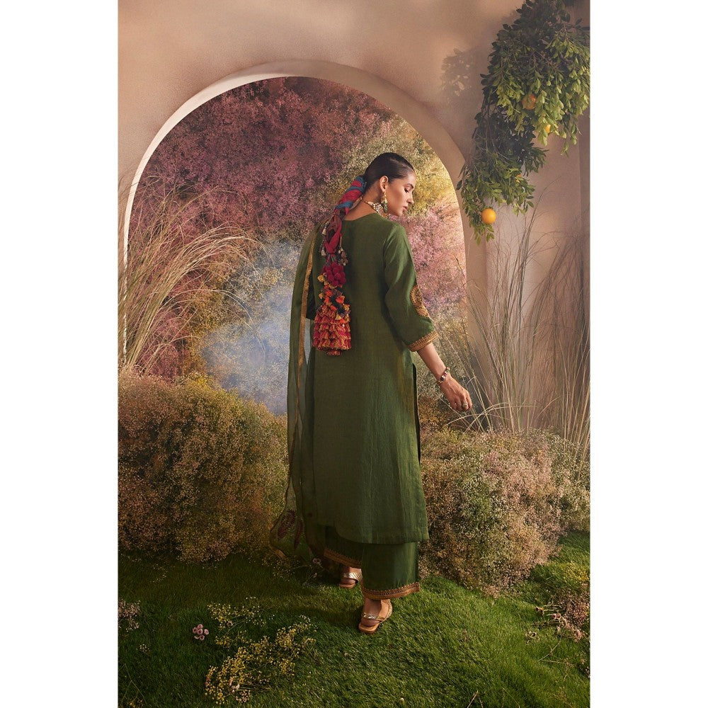CHARU MAKKAR Green Kurta with Palazzo & Dupatta (Set of 3)