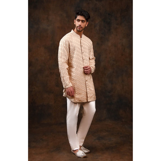 CHAR CHAAND Cream Harmony Chikankari Kurta
