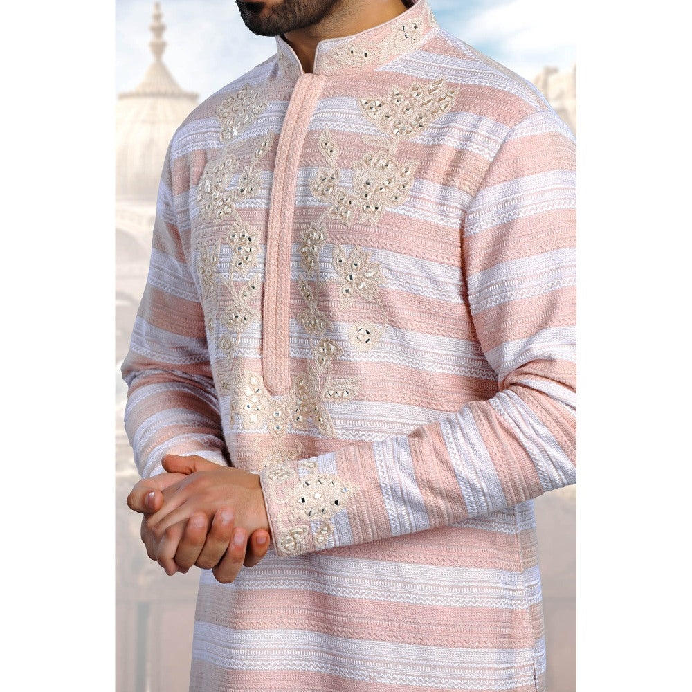 CHAR CHAAND Pink Thread Embroidered Kurta