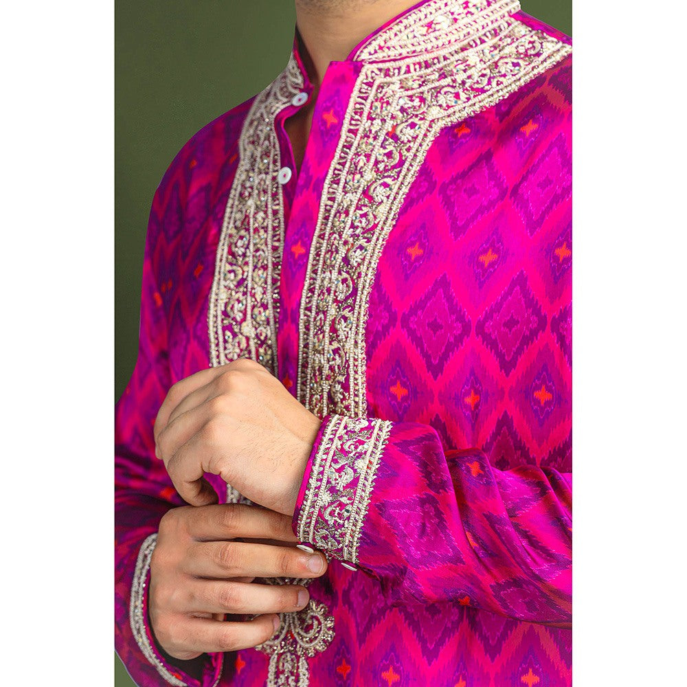 CHAR CHAAND Purple Embroidered Kurta for Men
