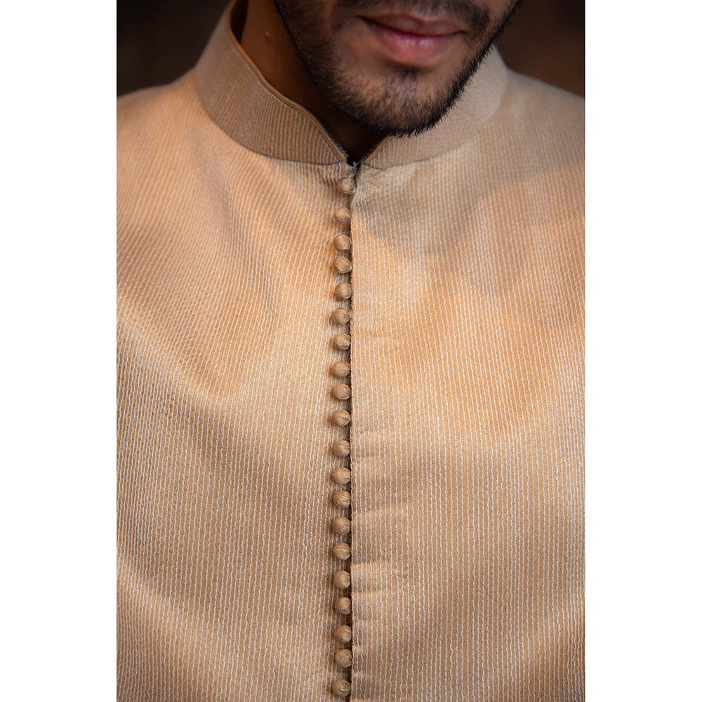 CHAR CHAAND Beige Burlywood Grace Kurta for Men