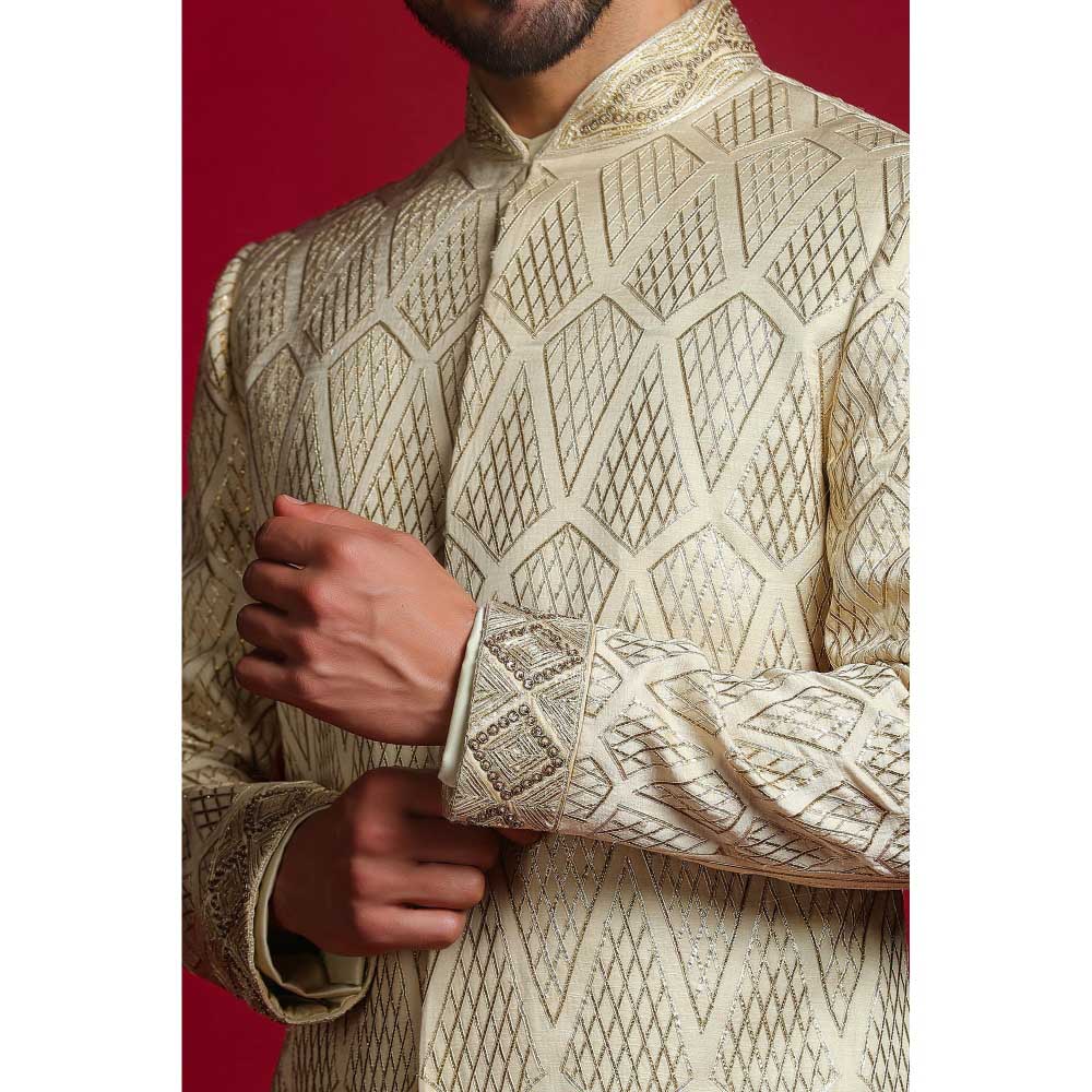 CHAR CHAAND Ivory Majesty Sherwani Set