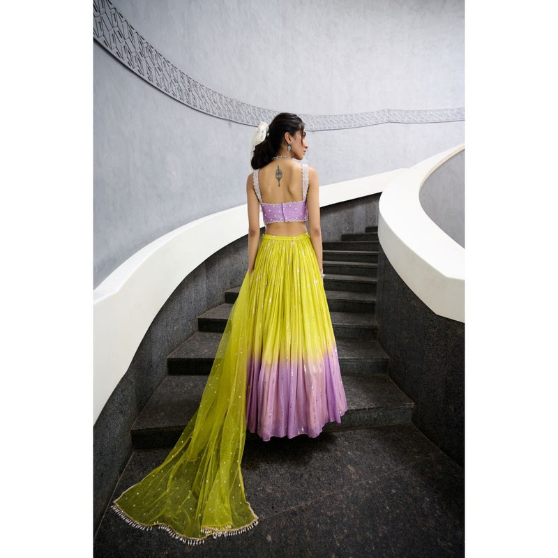 Chamee and Palak Multi-Colour Elaya Lehenga with Blouse and Dupatta (Set of 3)