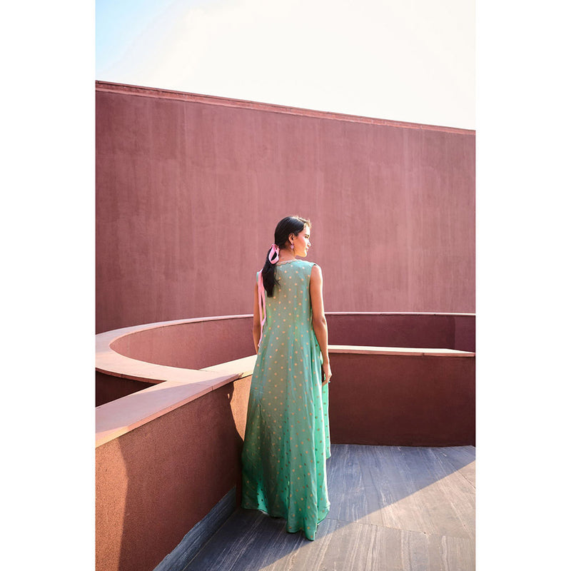 Chamee and Palak Blue Ryna Jacket with Blouse and Skirt (Set of 3)