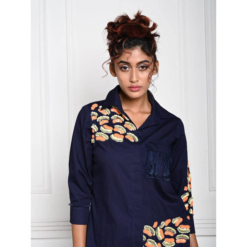 September Spring Navy Blue Mini Jaw Denim Co-Ord (Set of 2)