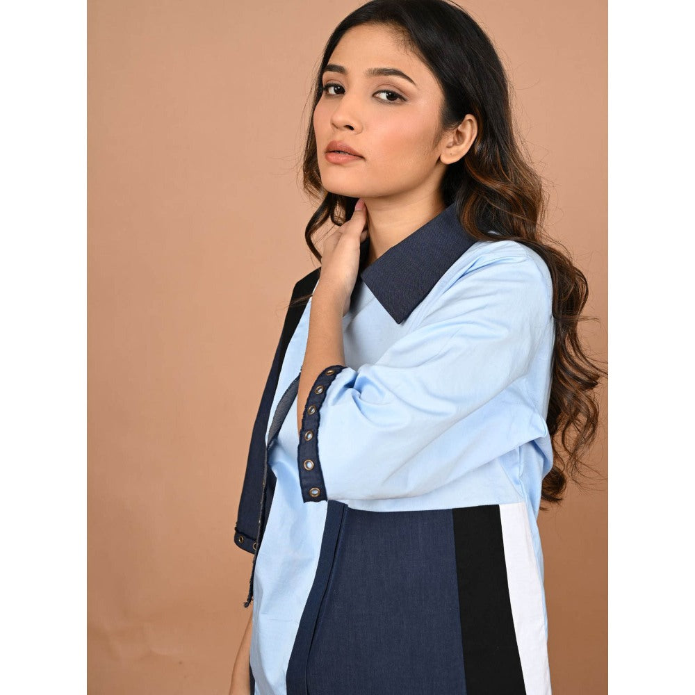 September Spring Blue The Colorblock Denim Co-Ord (Set of 2)