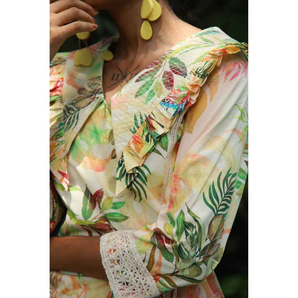 September Spring Gaia Tropical Print Dress