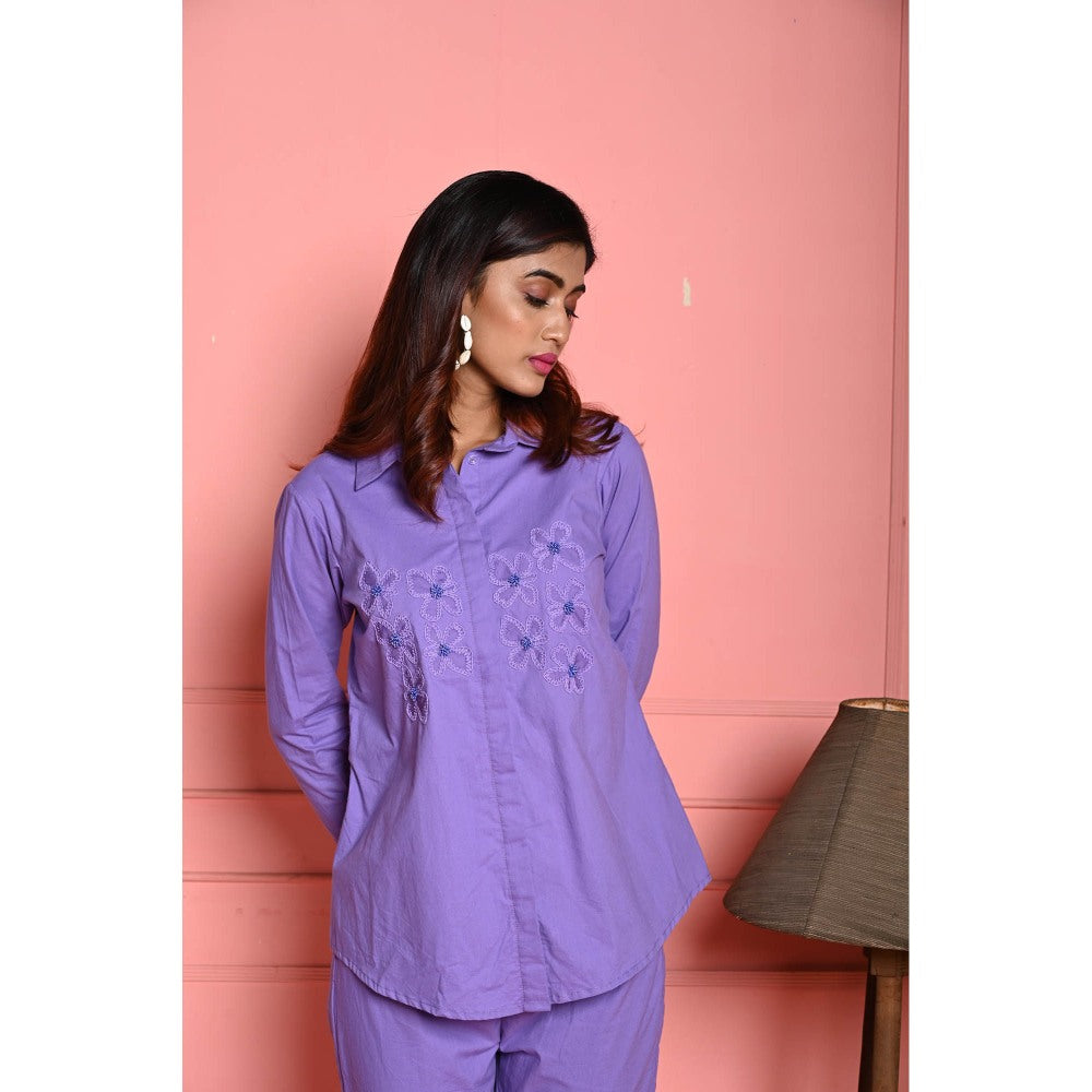 September Spring Organza Lavender Embroidered Co-Ord (Set of 2)