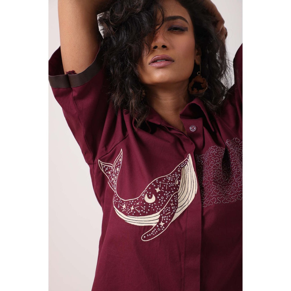 September Spring Wine Whale Co-Ord Set - Burgundy