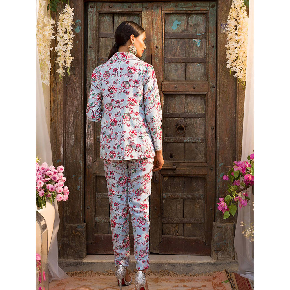 Chhavvi Aggarwal Blue Pant Suit Set (Set of 3)