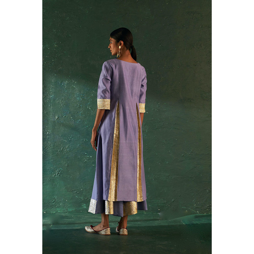 Charkhee Midas Lavender Chander Kurta with Pant & Dupatta (Set of 3)
